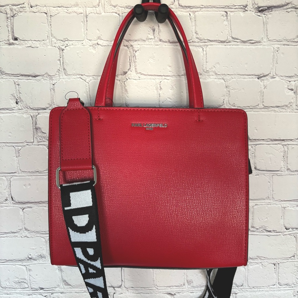 KARL LAGERFELD Maybelle Red Medium Satchel Crossboby Handbag